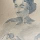 Painting signed monochrome blue black watercolor “seated woman”