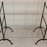 Beautiful Console 60'S feet wrought iron trestles with 3 TBEG glass trays