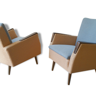 Pair of club chairs cubic bi color 50 60 vintage original years