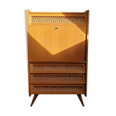 Secrétaire vintage commode rotin