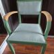 Vintage green bridge armchair with Vichy fabric