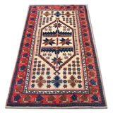 Antique turkish carpet handmade oriental red blue rug 100x200cm