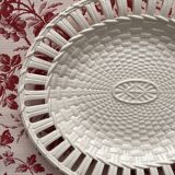 Dish in fine old earthenware, braided and openwork