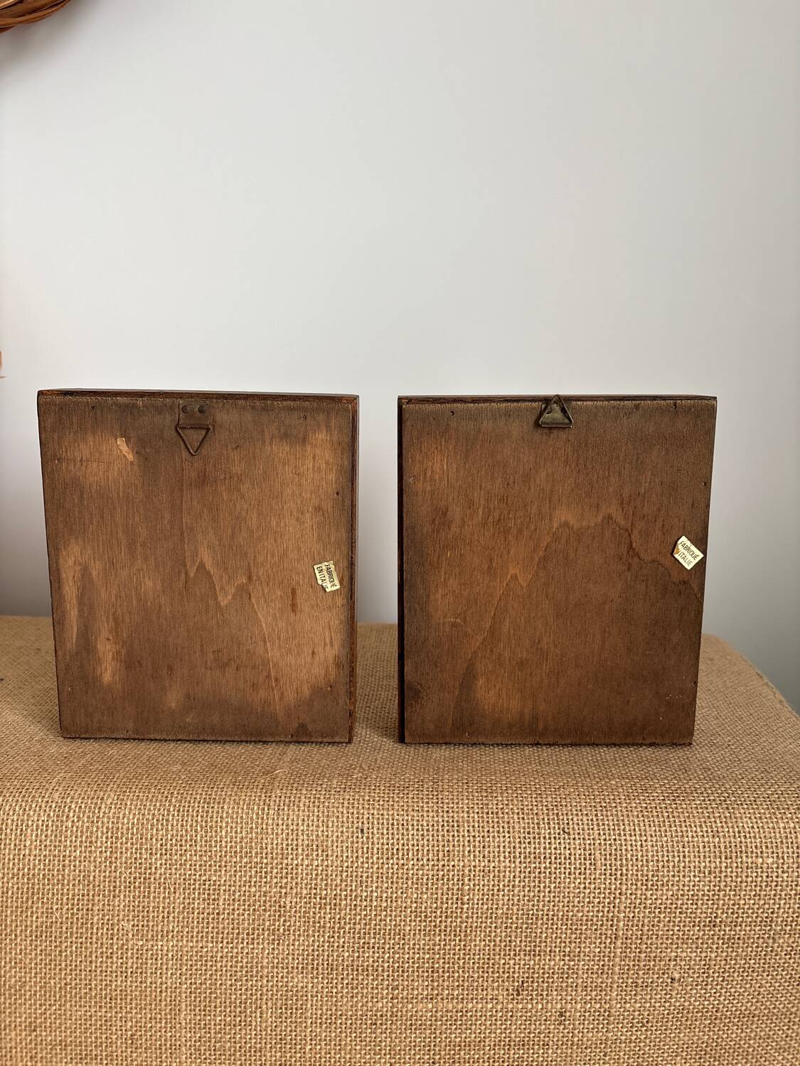 Set of 2 botanical decorative wooden frames, 13cm x 15.5cm