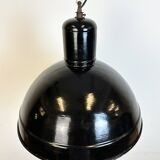 Industrial black enamel factory pendant lamp, 1950s