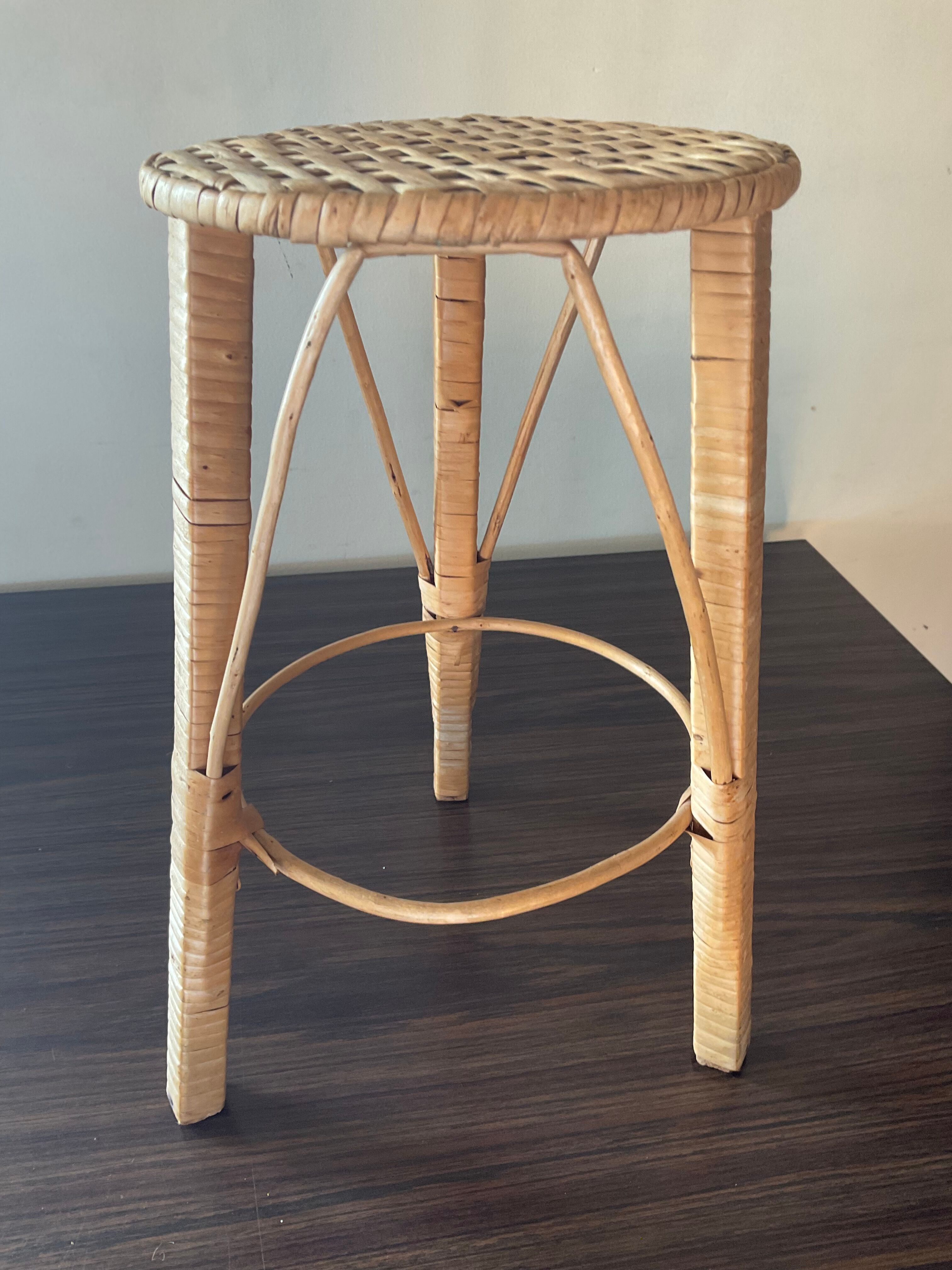 Vintage rattan and wicker plant holder
