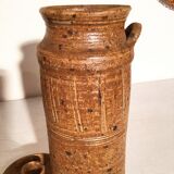 Vase bougeoir en grès signé