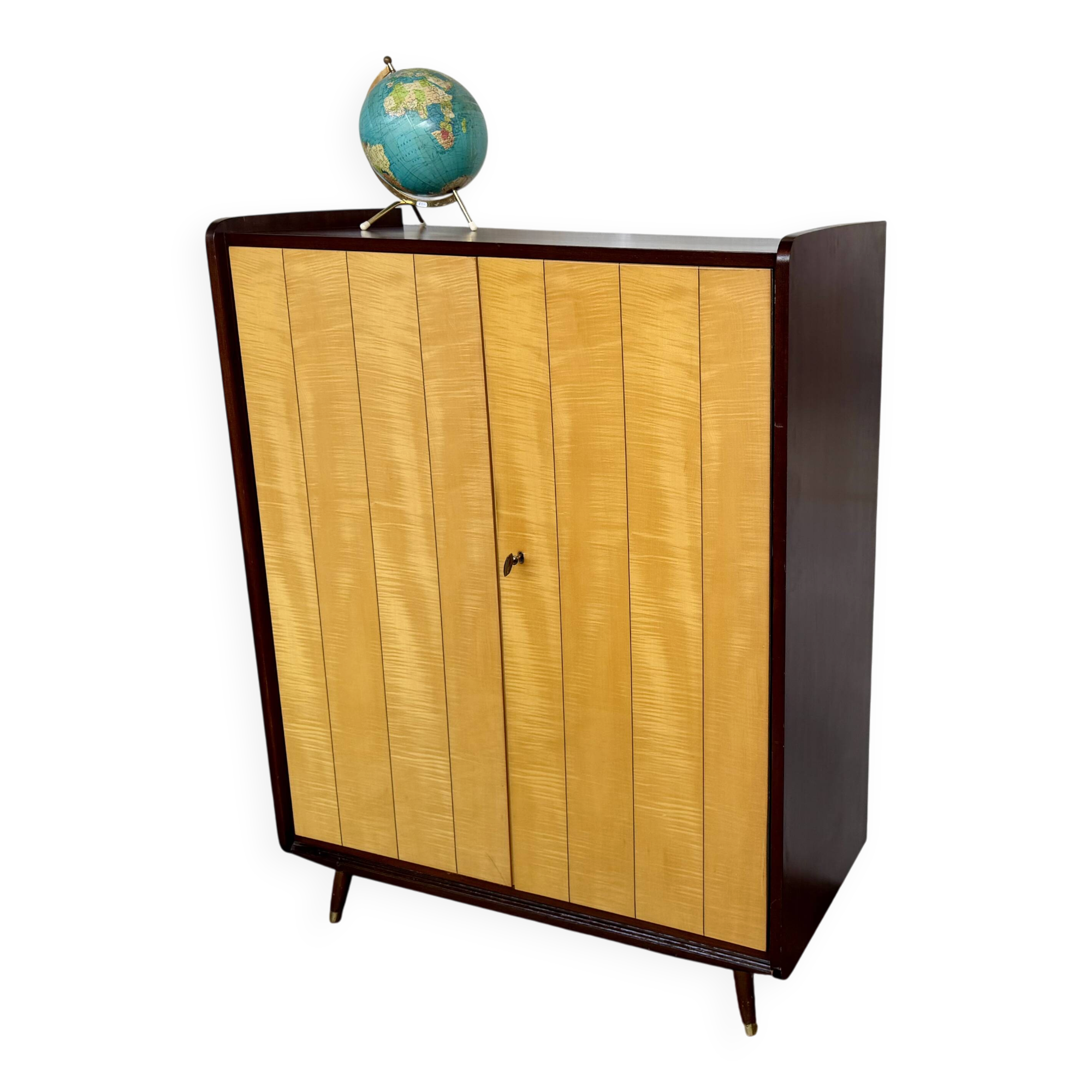 Armoire vintage deux portes pieds compas bi couleur