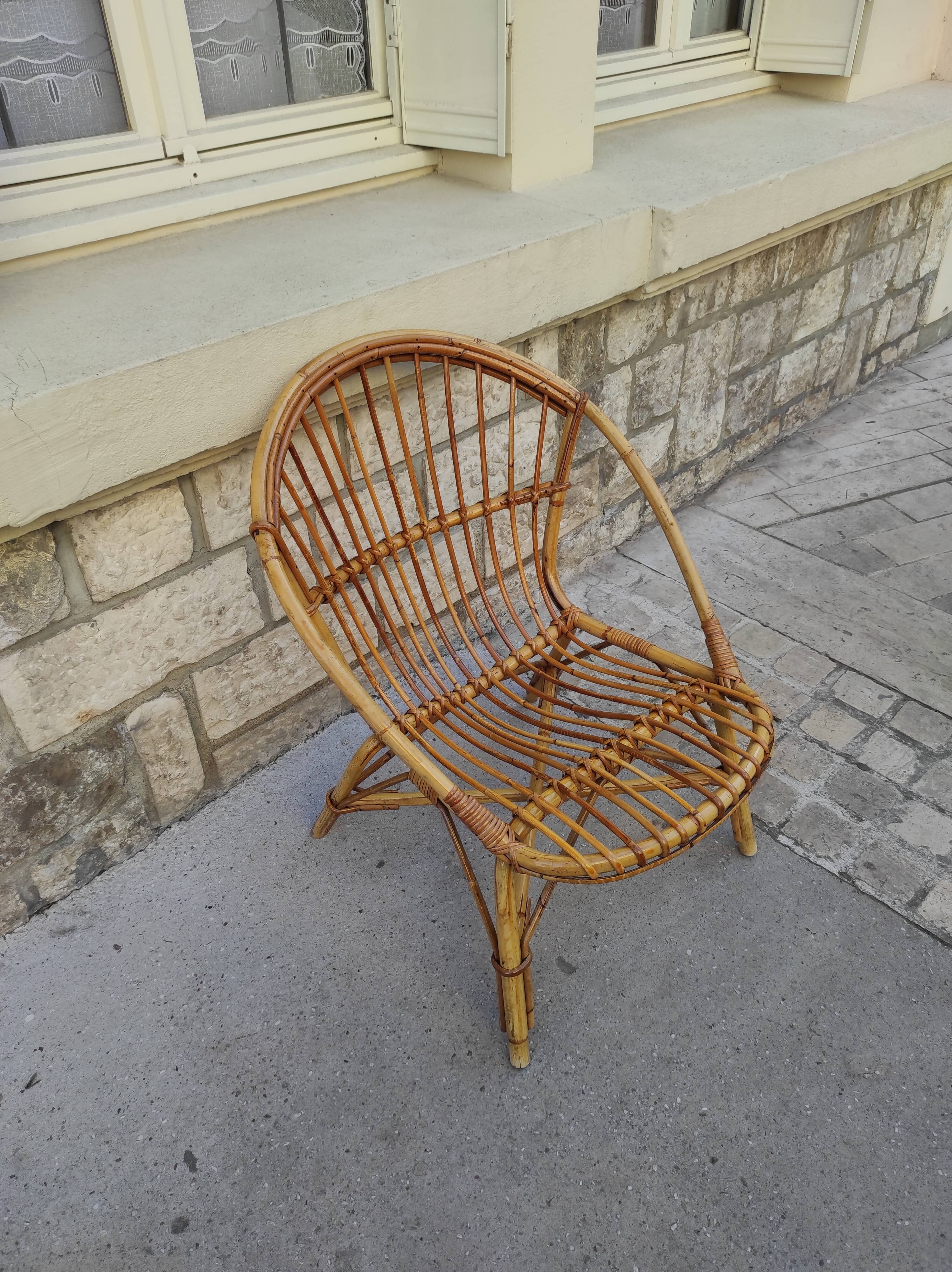 Large rattan armchair