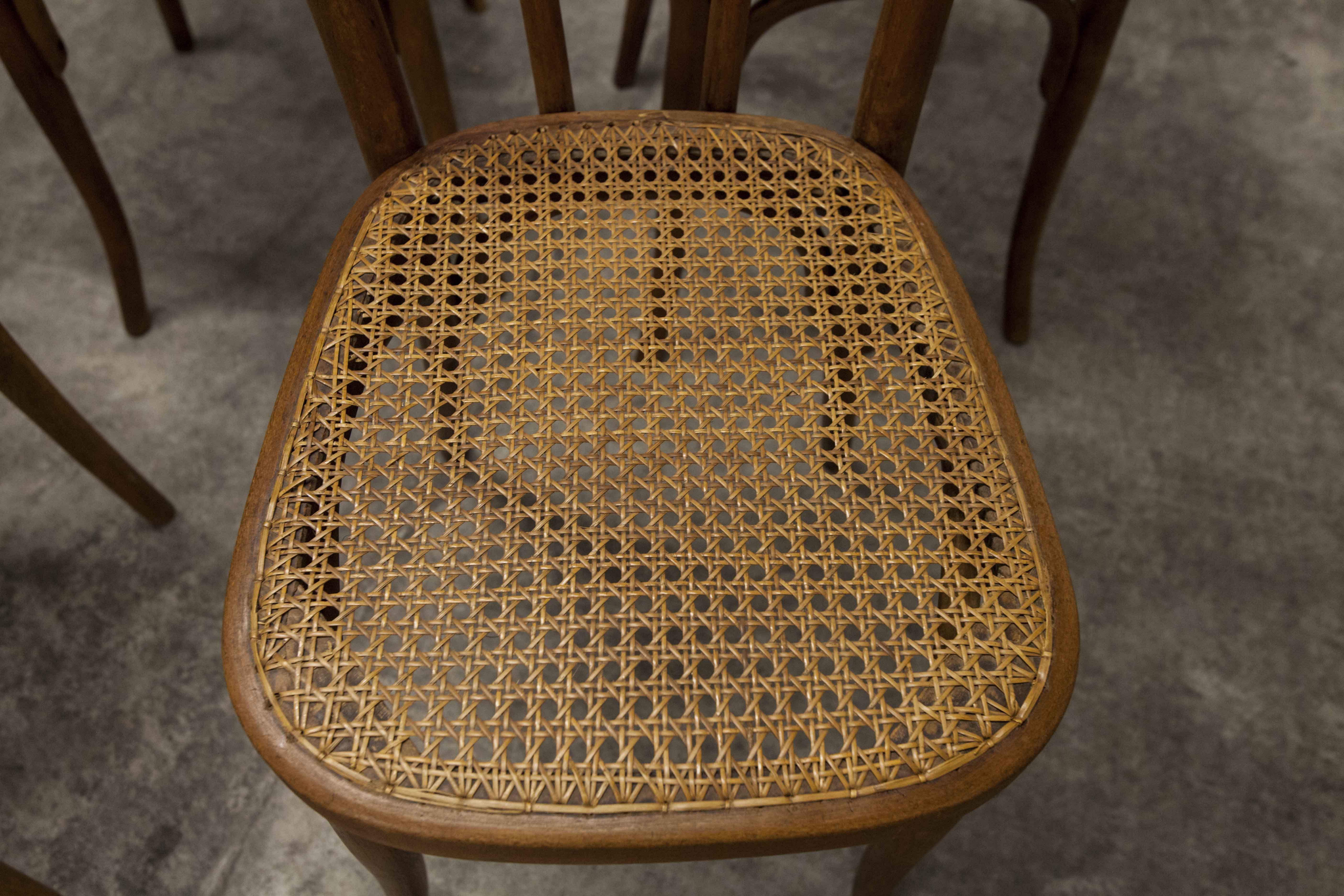 Set of 6 chairs bistro j&j kohn 1900 seat cannage