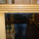 Old rectangular bevelled wall mirror - wooden frame grooves, 164x115cm