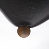 Set of 2 Vintage German Chairs, 1960s Beechwood, Black Faux Leather, VIntag