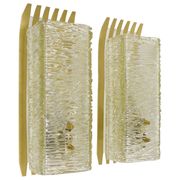 J.T. Kalmar Vienna Pair of Wall Sconces in Brass and Glass, Austria, 1950s
