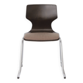 Flötotto Pagwood Chair with Fabric Seat, German Vintage Plywood Chair 1970s