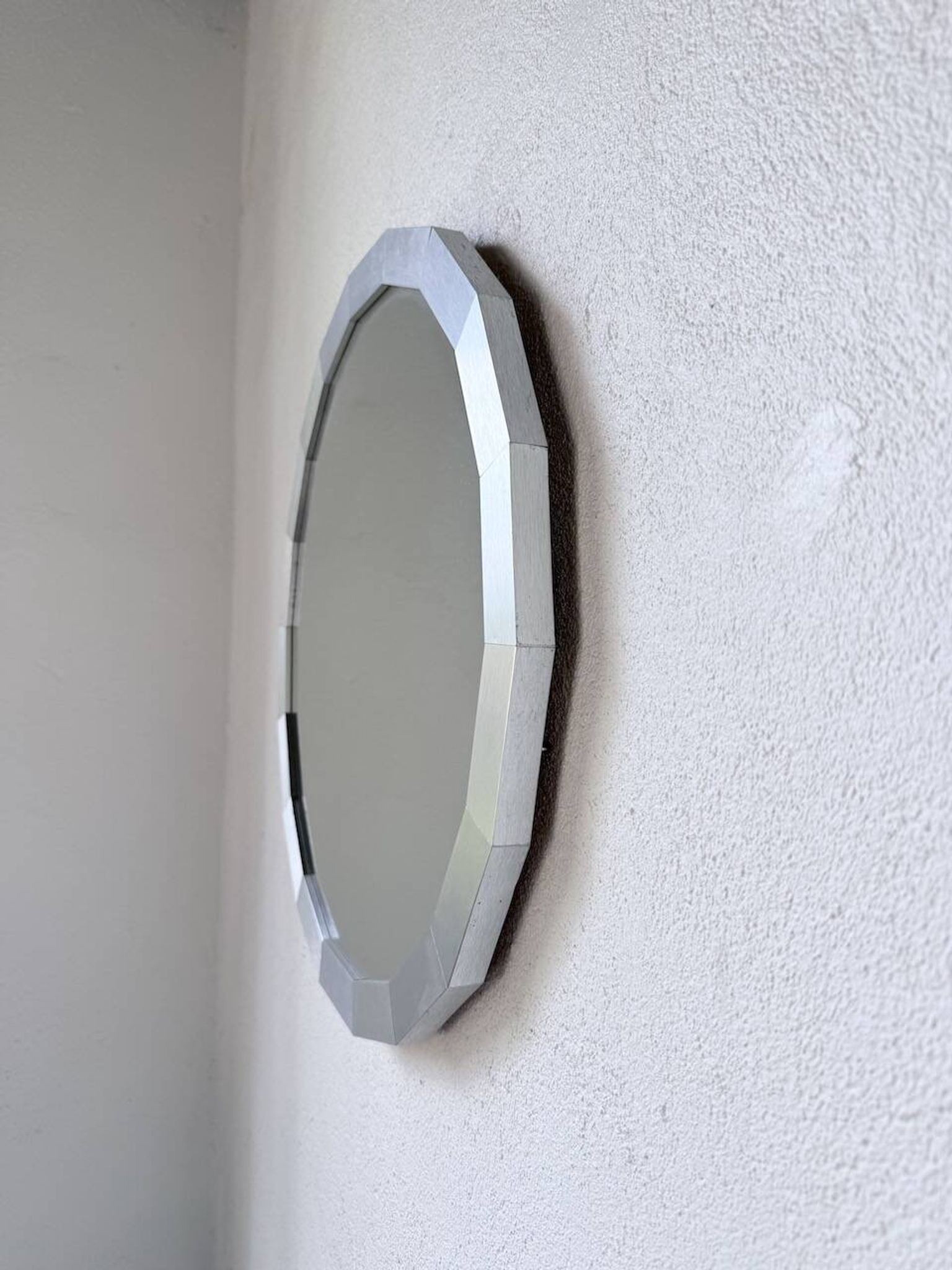 Miroir hexagonal métal brossé 1970