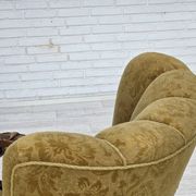 Fauteuil danois à dossier haut, années 1960, laine d'ameublement, bois de chêne massif.