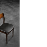 Vintage Mid-Century Modern Scandinavian Teak & Vinyl Dining Chairs, 1960s, Set of 4