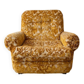 Fauteuil vintage années 70 en velours jaune