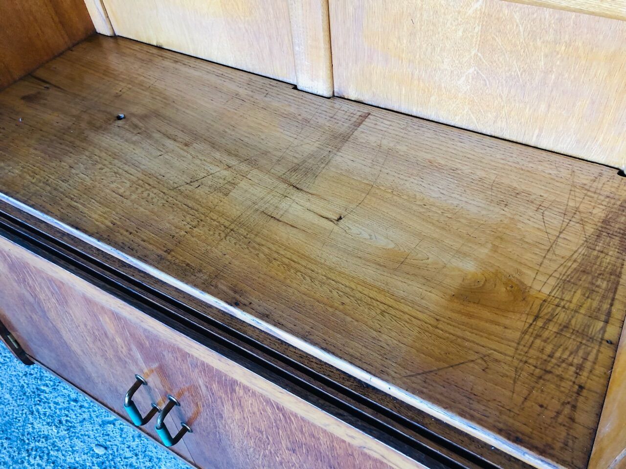 Vintage oak wall storage unit circa 50s