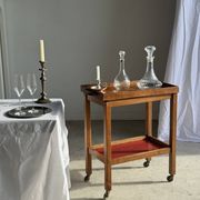 Wooden rolling trolley with removable top H66 75x35