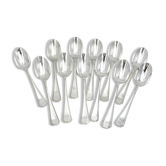 Set of 12 silver-plated metal table spoons Christofle Amérique, Art Deco, 20.5 cm.