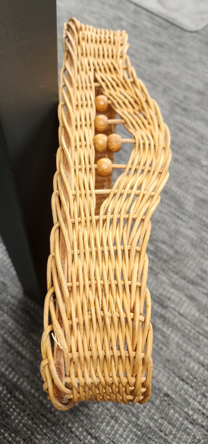 Wood and wicker vintage tray