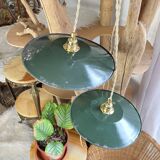 Vintage lampshade in green enamelled sheet metal, customizable