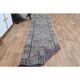 Vintage 1970s Geometric Turkish Oushak Handmade Brown Runner 82x354
