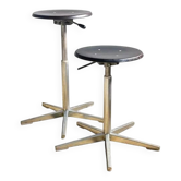 Paire de tabourets d'atelier réglables vintage Embru, Suisse, années 1960-1970