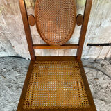 4 chaises anciennes style Louis XVI en bois et cannage, XIXème s.