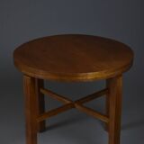 Table d'appoint en placage de chêne, années 1930, rénovée à la main, Art déco polonais