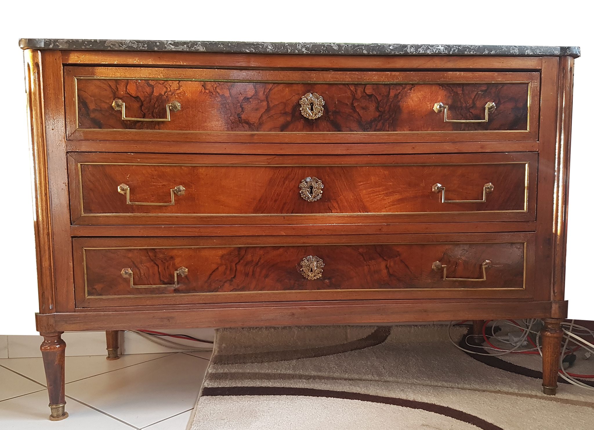 Commode louis XVI acajou plateau marbre