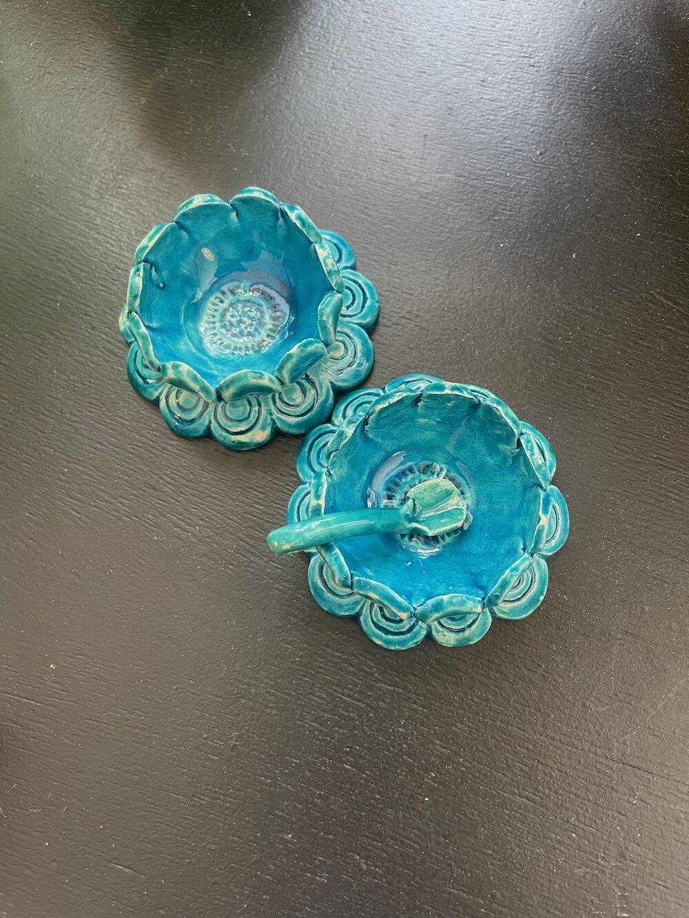 Blue ceramic salt and pepper shaker