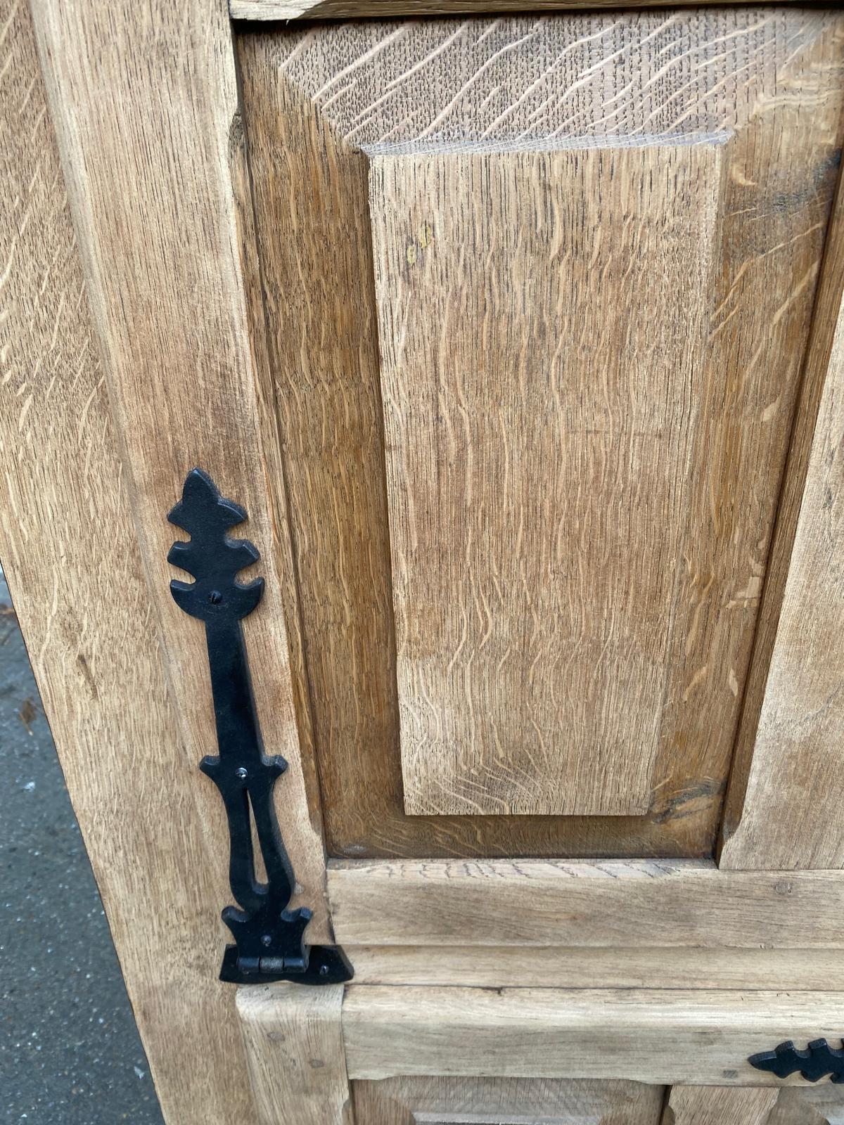 Renovated Spanish secretary in solid oak, 19th century