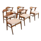6 chaises Erik Kirkegaard pour Høng Stolefabrik modèle 49, milieu XXème