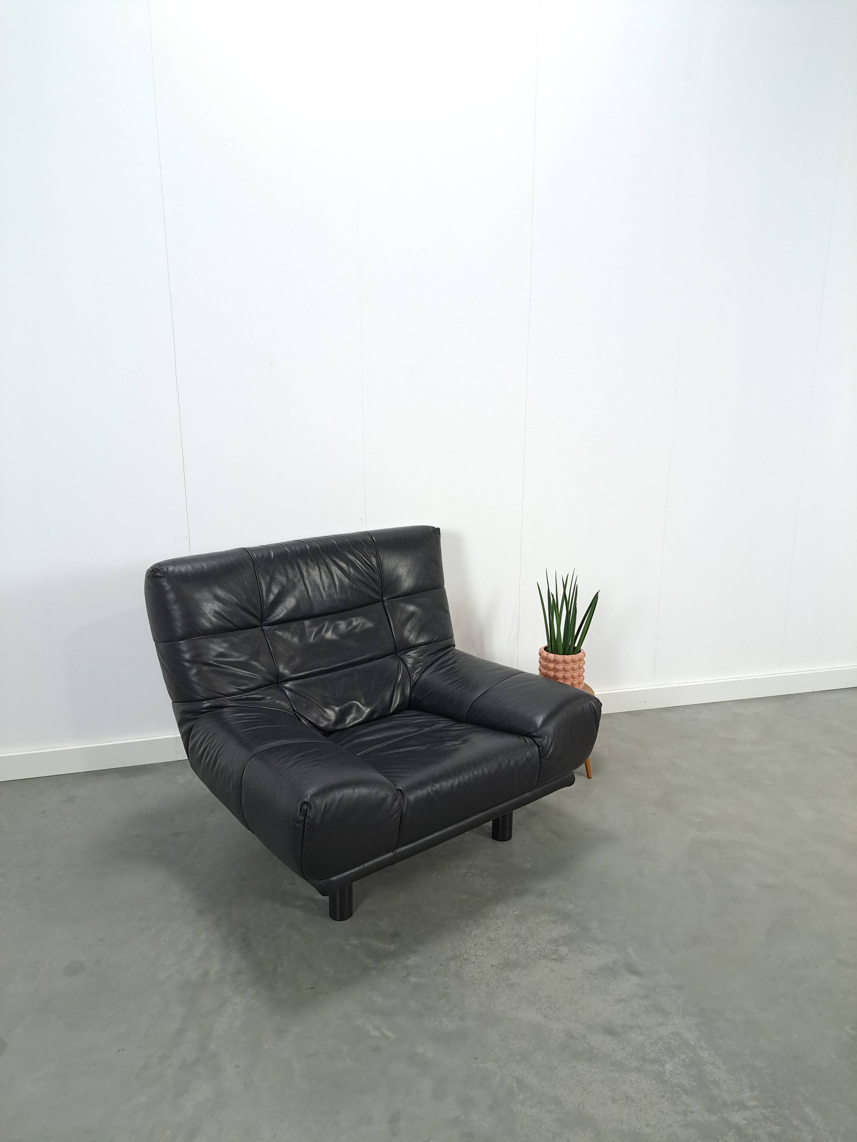 Vintage zwart leren fauteuil