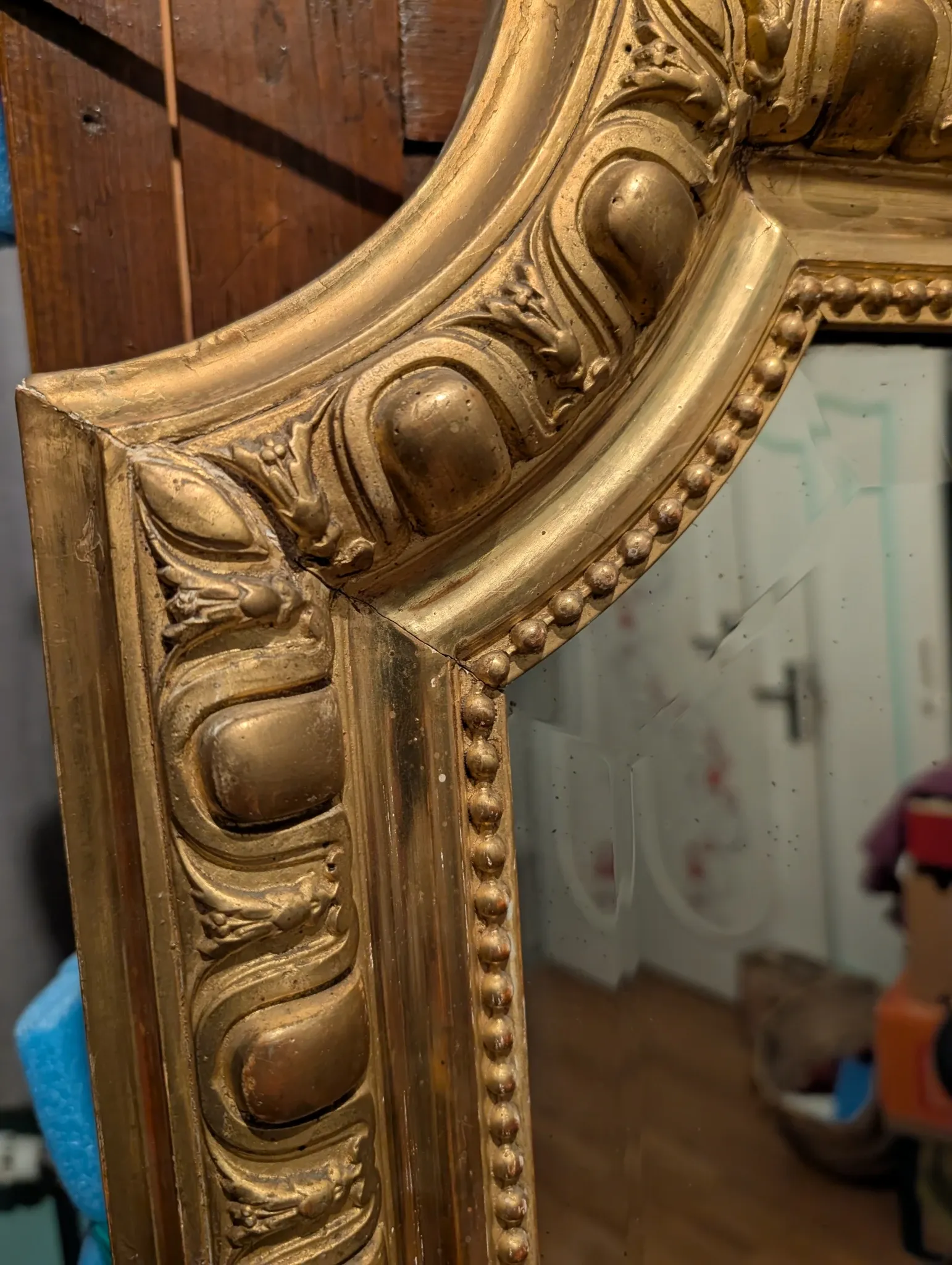 Large antique gilded mirror in Louis XV style