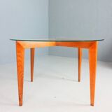 Gio Ponti Coffee Table for Isa Bergamo in oak with Round Cristal Top, 1957