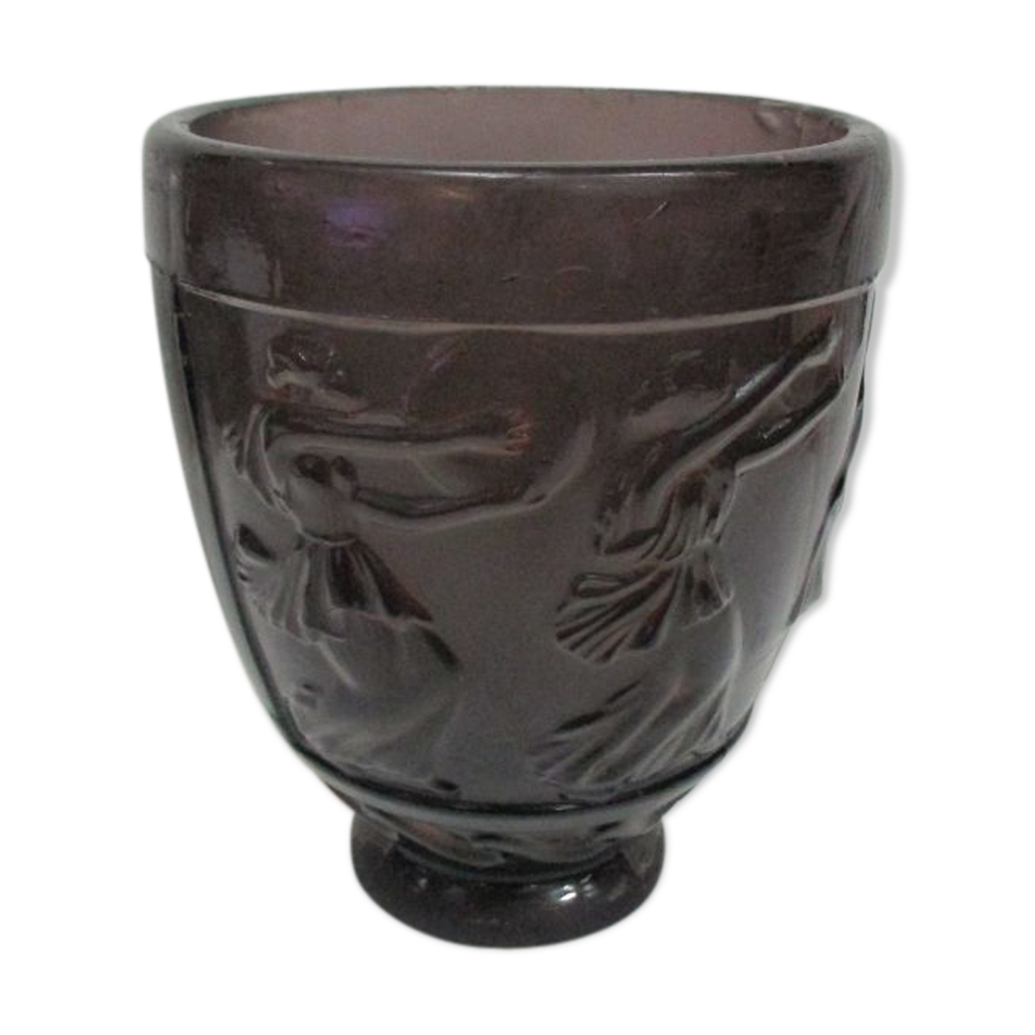 Smoked moulded glass vase decorated with antique scenes by G. de Feure