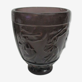 Vase en verre moulé fumé à décor de scènes antiques signé G. de Feure