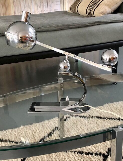 Art Deco desk lamp in stainless steel