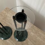 Duo of vintage candle holders in marble and plexiglass 70s-80s