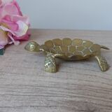 Petit cendrier tortue en laiton sculpté vintage