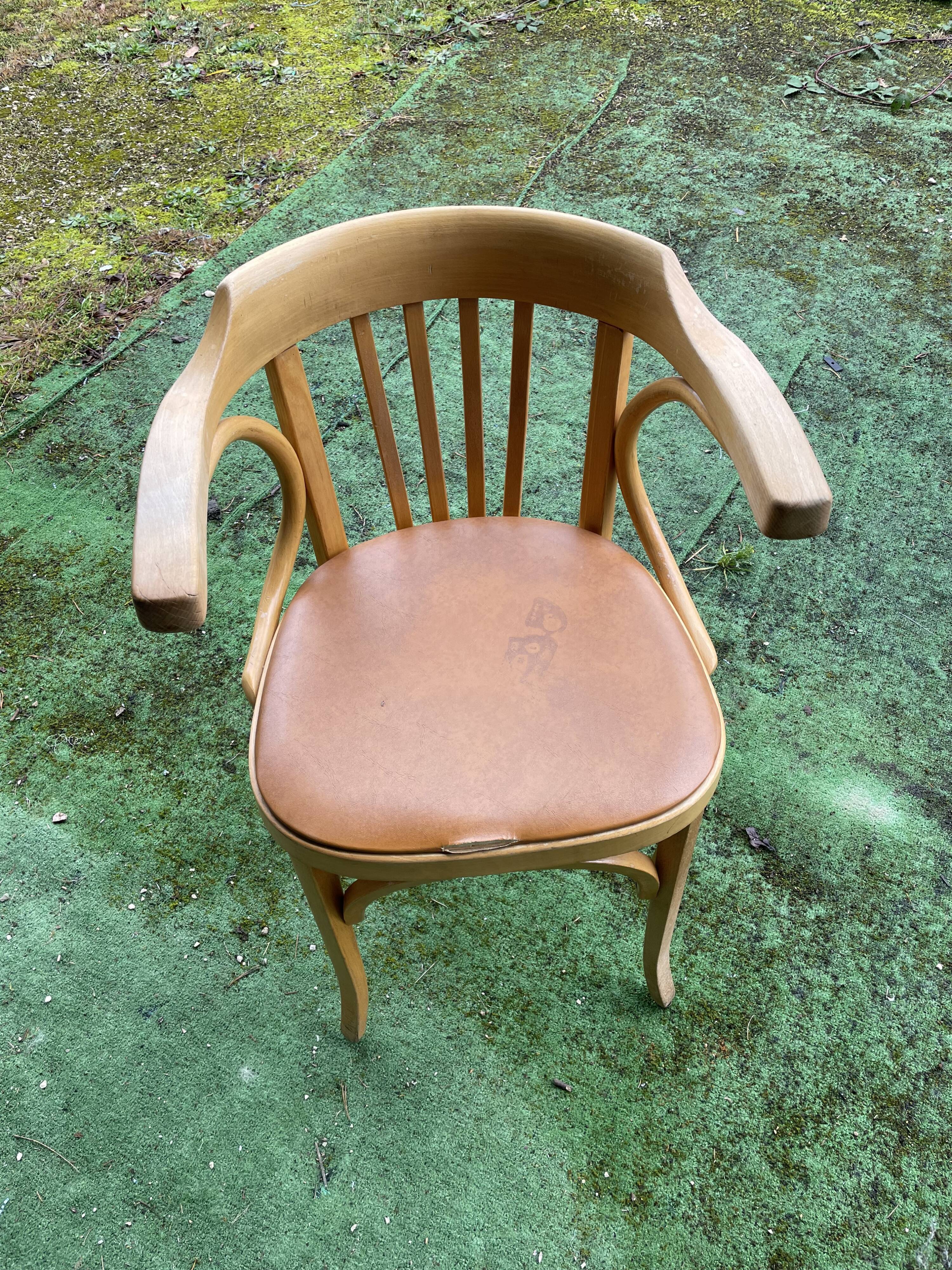 Baumann armchair n°21 seat imitation beige leather