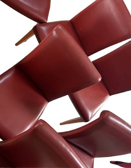 Poltrona Frau Italy - 6 chairs in varnished wood and leather