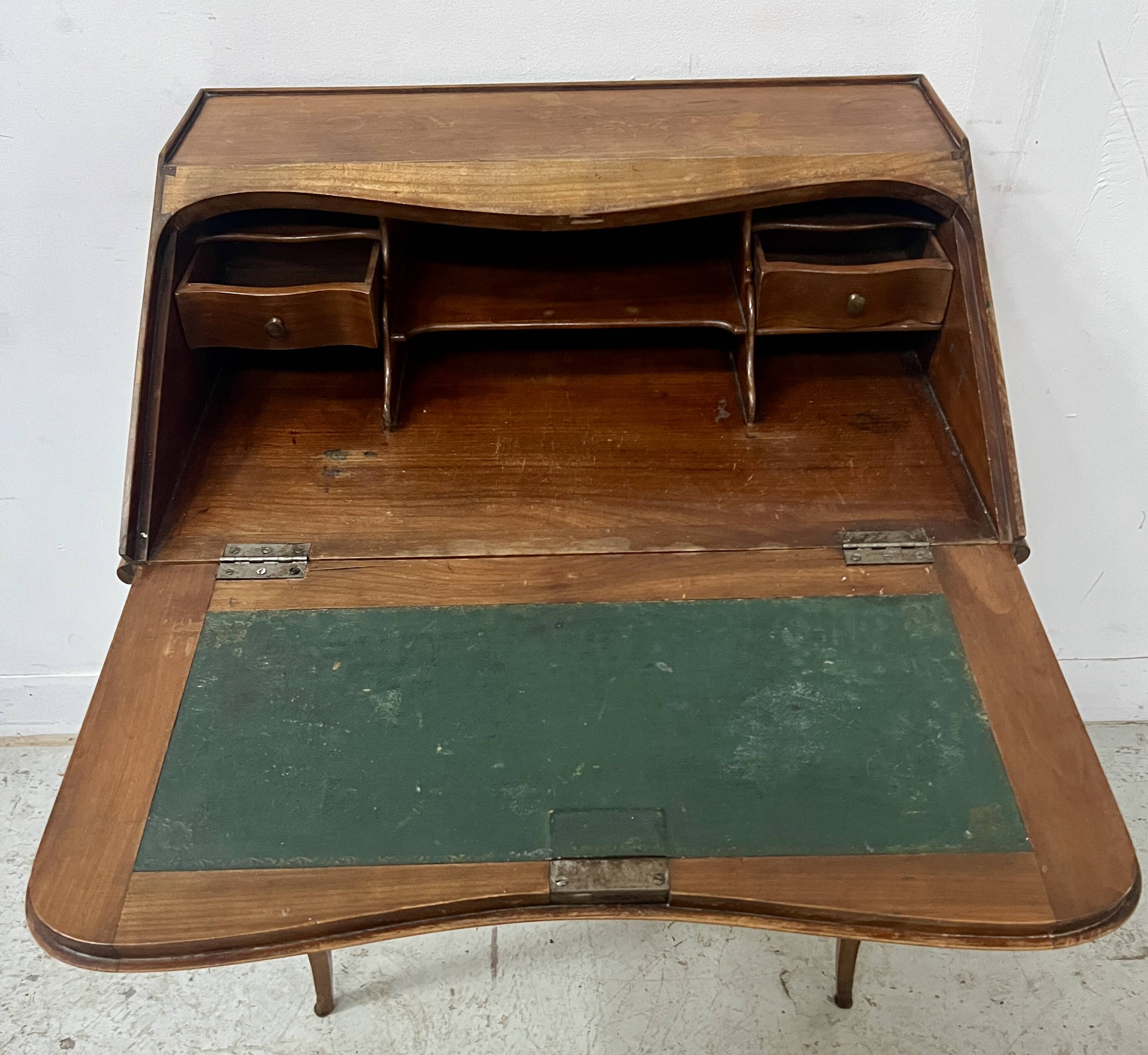 20th century slant-front desk in solid cherry wood