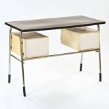 Desk with tubular base in chromed metal