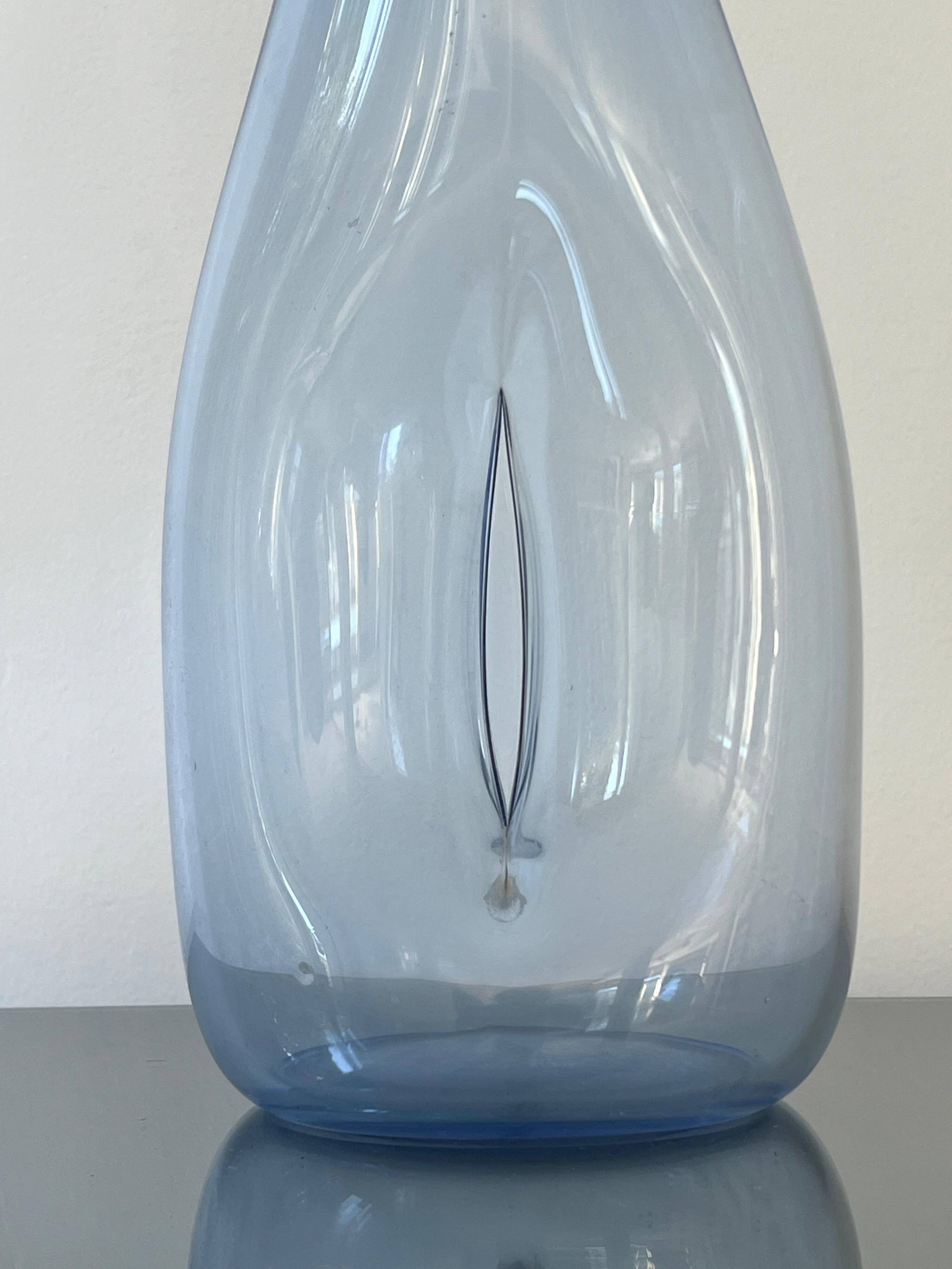 Beautiful Vintage Murano Modern Vase, Blue and Clear Glass, 1970's