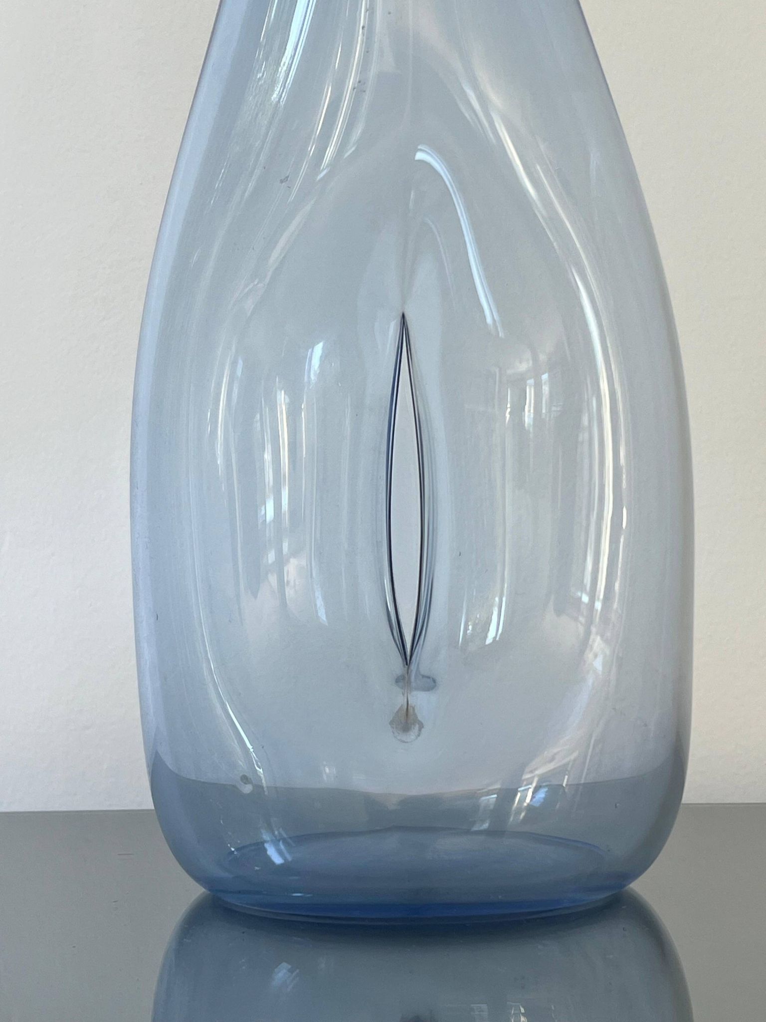 Beautiful Vintage Murano Modern Vase, Blue and Clear Glass, 1970's