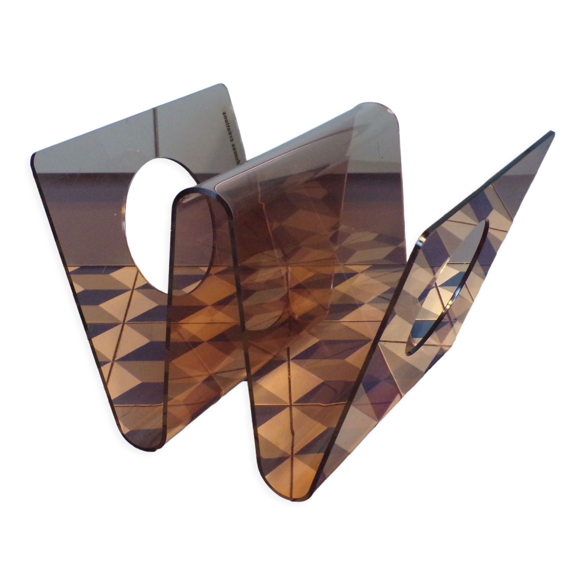 Michel Dumas smoked plexiglass magazine holder